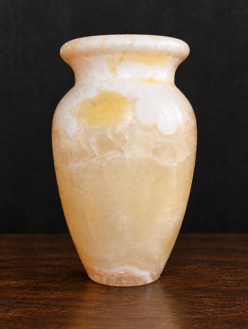 Vintage Egyptian Alabaster Calcite Stone Vase Made Egypt 5.5”